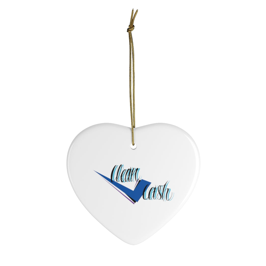 Check Clean Cash Ceramic Ornaments.